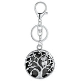 Sterling Silver Owl Tree of Life Gemstone Pendant Key chain with Round stones pendant For Women and men for Jewelry Making