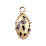 Natural Crystal Marquise Cut Pendant: 18mm Gold-Plated Healing Stone Charm for Necklaces & Spiritual Gifts