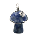 15×20mm Gold Wire-Wrapped Mushroom Crystal Necklace, Natural Gemstone Pendant with Chain