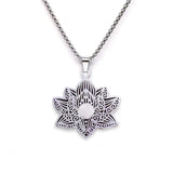 Stainless Steel Vintage Link Chain Custom Jewelry Bohemian Style Lotus Flower Jewelry for Women Necklace