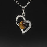 Heart Pendant Necklace, Hollow Love Shape Zircon Inlaid Crystal Bead Chain Necklace, Elegant Women Jewelry Gift