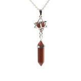 Natural Amethyst Crystal Quartz Merkaba Star Stone Chakra Pendant Necklace Hexagonal Pointed Energy Reiki Healing