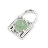 Natural Crystal Lock Pendant, Round Inlaid Chakra Gemstone Charm for DIY Necklace Jewelry Making