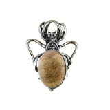 26×36mm Antique Silver Spider Pendant | Natural Crystal Cabochon Gothic Insect Charm for Jewelry Making