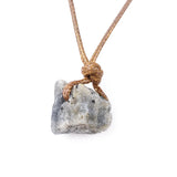 Natural Raw Crystal Rough Stone Pendant Necklace, Irregular Gemstone Hand Knotted Brown Rope Choker for Unisex
