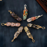 Tumbled Stone Pendant with Gold Wire Mesh Wrapping | Handmade Natural Crystal Charm for Calm Healing Jewelry