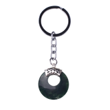 Natural Gemstone Donut Keychain Antique Silver Crown Bail Peace Circle Crystal Key Ring Reiki Healing Stone Key Chain Charm Bag Purse Hanging Ornament