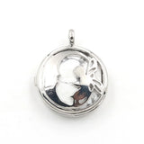Fairy Hollow Cutout Open Locket Necklace with Natural Crystal Stone Silver Plated Memory Wish Box Pendant Black Wax Cord Necklace for Women