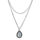 Bohemia Layered Opal Choker Necklace Gemstone Necklace Teardrop Necklace Charm Pendant Statement Jewelry for Women and Girls