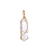 Natural Quartz Crystal Pendant Handmade Wire Wrapped Hexagonal Point Healing Chakra Reiki Stone Necklace for Women Men