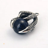 Dragon Claw Natural Gemstone Sphere Pendant, Gothic Dragon Claw Holding Crystal Ball Charm Pendant for Necklace