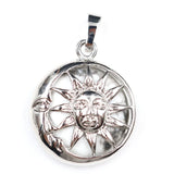 Platinum Gemstone Pendants key chain with Brass Findings Flat Round with Sun & Moon for Jewelry Making For Men and Women