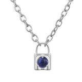 Fashionable Alloy Love Heart Lock with Natural Crystal Gemstone Charm Pendant Necklace Alloy Oval Chain Necklace