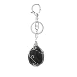 Handmade Wire Wrapped Teardrop Gemstone Pendant Keychain #KC1752
