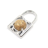 Natural Crystal Lock Pendant, Round Inlaid Chakra Gemstone Charm for DIY Necklace Jewelry Making