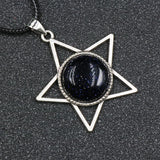 Star Pentagram Crystal Necklace | 40mm Natural Gemstone Pendant, Bohemian Healing Jewelry Gift