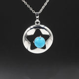 Star Hollow Natural Crystal Stone Locket Pendant, Openable Round Star Gemstone Charms Necklace, Healing Crystal Jewelry for Women Gift