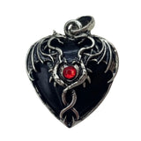 32×42mm Antique Silver Dragon Heart Pendant | Natural Gemstone Gothic Charm for DIY Jewelry