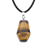 30mm Natural Crystal Coffin Pendant Necklace, Gothic Healing Stone Charm for Halloween
