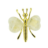 Vintage Gold Plated Insect Butterfly Pendant with Heart Gemstones, Genuine Healing Stone Chakra Crystal Amulet, Handmade Crafting Findings for Romantic Gift
