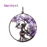 Tree of Life Pendant for Necklace Amulet Crystal Quartz 7 Chakra Meditation Gemstones Charms Peace Family Gifts