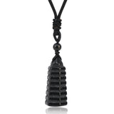 Natural Crystal Wenchang Pagoda Necklace | Carved Quartz Wisdom Tower Pendant | Rose Quartz Aventurine Obsidian Healing Protection Jewelry
