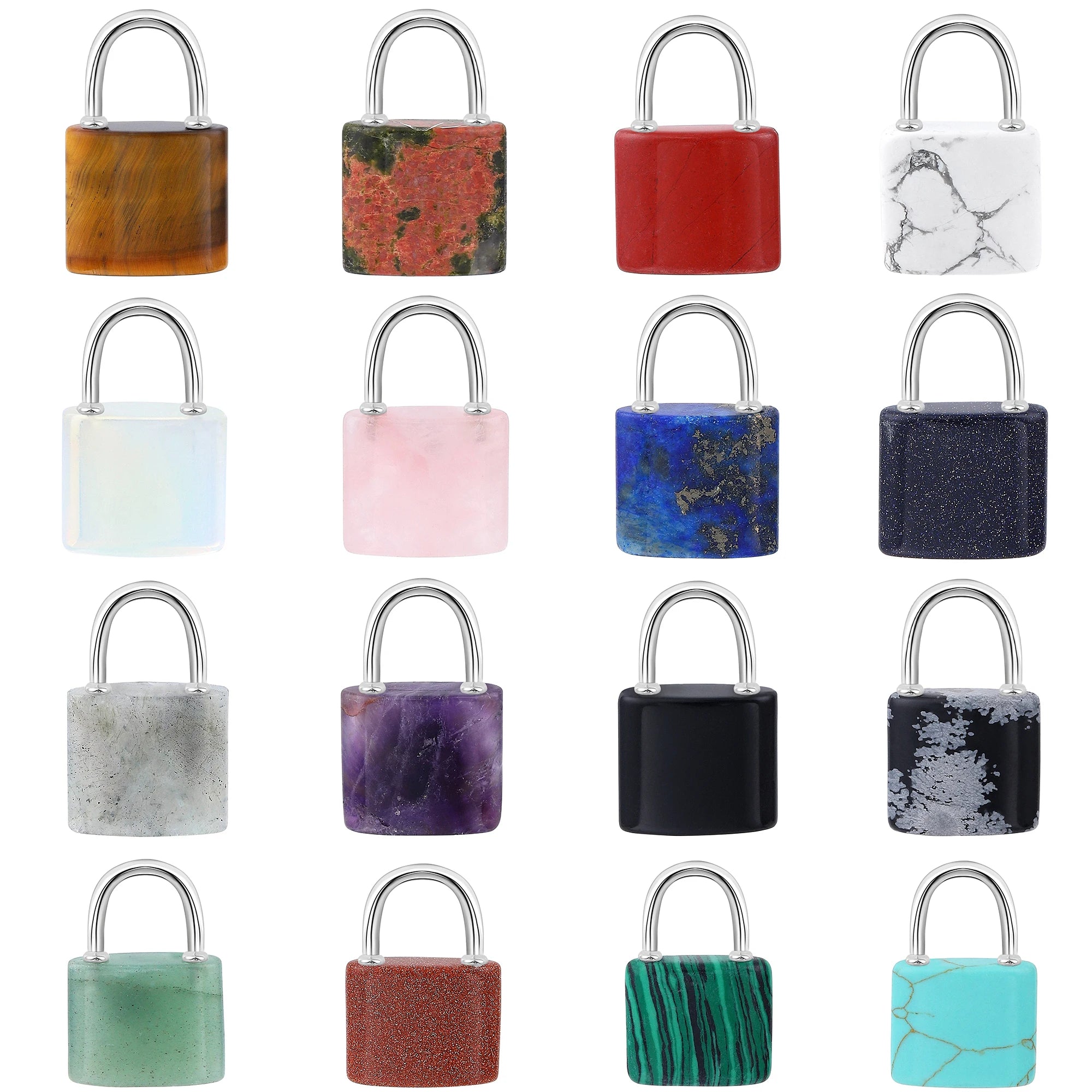 Natural Lock-Shaped Crystal Keychain Good Luck Charm for Women Jewelry Making