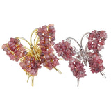 Natural Crystal Chip Butterfly Ornament | Gold-Plated Frame Handmade Gemstone Home Decor
