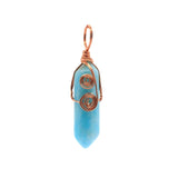 Natural Crystal Hexagonal Point Pendant • Copper Wire Wrapped Double Spiral Crystal Charm • Healing Chakra Gemstone Jewelry Making Accessory