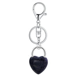 Natural Crystal Heart Lock Keychain, Peach Heart Crystal Bag Charm for Couples