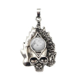 Dark Culture Silver Skull Fire Charm • Vintage Biker Flame Skeleton Replacement Pendant • Unisex Rocker Hip Hop Halloween Jewelry Gifts