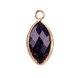 Natural Crystal Marquise Cut Pendant: 18mm Gold-Plated Healing Stone Charm for Necklaces & Spiritual Gifts