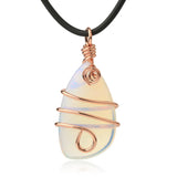 Copper Wire Wrapped Tumbled Natural Crystal Pendant, Irregular Raw Gemstone Healing Necklace Charms for Women Jewelry Making