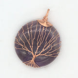 Tree of Life Wire Wrapped Crystal Pendant Rose Gold  for Making Jewelry #SP0835