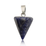 Gothic Faceted Cone Crystal Necklace, Natural Gemstone Pendulum Pendant with Stainless Steel Chain, Minimalist Bullet Point Choker Gift for Women & Men