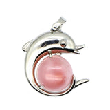 Ocean Serenity: Handcrafted Natural Stone Dolphin Pendant • Healing Crystal Marine Animal Totem • Silver Plated Jewelry Gift