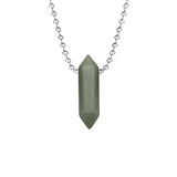 Minimalist Hexagonal Column Crystal Necklace • Dainty Silver Link Chain Quartz Pendant • Geometric Natural Gemstone Layering Jewelry Gift