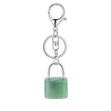 Natural Lock-Shaped Crystal Keychain Good Luck Charm for Women Jewelry Making