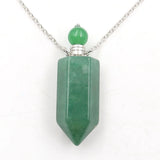 Natural Crystal Point Essential Oil Diffuser Necklace, Aromatherapy Gemstone Perfume Bottle Pendant Necklace Unisex Healing Crystal Jewelry for Men Women