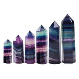 Rainbow Fluorite Hexagonal Pillar Ornament Tower for Home & Office Decoration