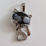 Natural Crystal Fox Pendant Necklace, Retro Turquoise & Multi-Gemstone Charm for Women & Girls