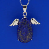 Angel Wing Water drop Necklace Healing Crystal Pendant Women's Chakra Balance Gemstone Necklace with 18 in cross Chain