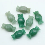 48mm Natural Green Aventurine Candy-Shaped Figurine, Hand-Carved Healing Crystal for Holiday Gifts