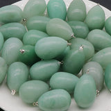 Natural Egg Shape Crystal Pendants for DIY Jewelry Making, Polished Gemstone Tumbled Stone Charms with Loop, Wholesale Healing Quartz Rebirth Talisman for Necklaces