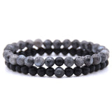 6mm Double Layer Natural Stone Stretch Bracelet, Chakra Healing Crystal Beaded Couple Bracelets Unisex Elastic Wrist Jewelry Gift for Men Women