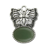 High Quality Natural Colorful Gem Stone Alloy Butterfly Pendant Fashion Women Jewelry Accessories for Children's Party Necklace