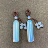 Lucky Healing Crystal Tube Keychain | Handwoven Cord Natural Gemstone Bag Charm Spiritual Friendship Gift
