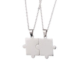 Fashion Geometric Puzzle Couple Stainless Steel  Pendant Necklace Combination Lover Friendship Jewelry Gift