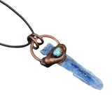 Raw Crystal Point Pendant Necklace - Antique Copper Wrapped Rough Citrine, Amethyst, Kyanite Quartz Natural Stone Witchy Jewelry Gift