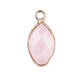 Natural Crystal Marquise Cut Pendant: 18mm Gold-Plated Healing Stone Charm for Necklaces & Spiritual Gifts